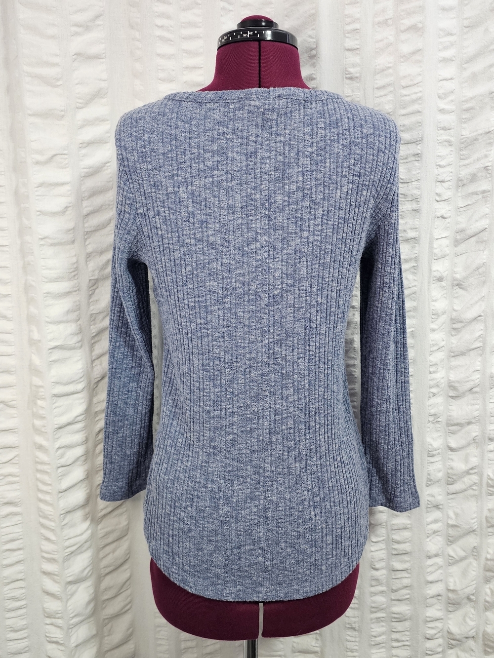 Lucky Brand Heather Light Blue Ribbed Knit Boho Top Large - Picture 6 of 12
